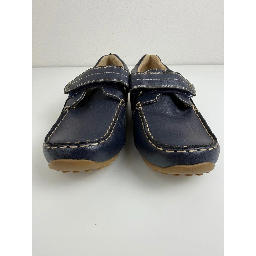 The Children's Place Boys Size 5 Navy Blue Boat Shoes Hook Loop Loafers Casual
